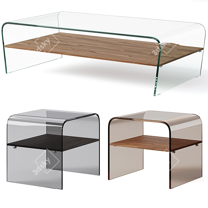 Sleek Modern Coffee Table Set 3D model image 1