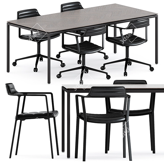 Sleek Vipp Chairs & Table 3D model image 1