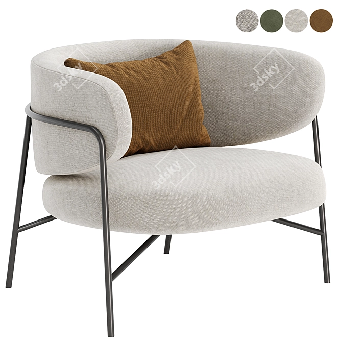 Elegant Samurai Armchair Design 3D model image 2