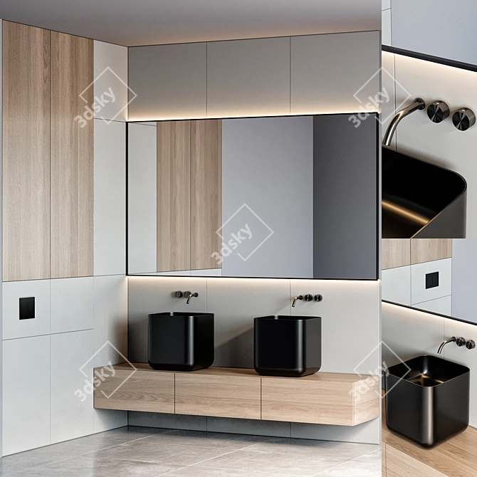 Modern Bathroom Furniture Set 3D model image 1