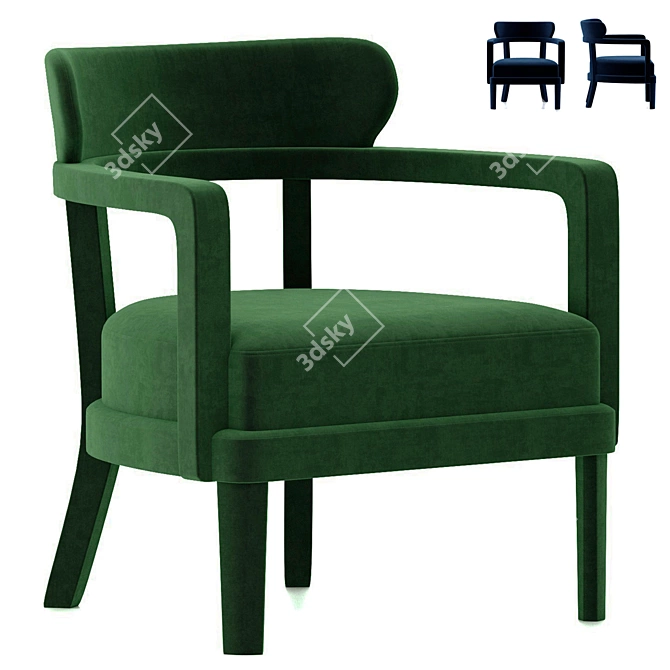Plush Velvet Zoe Armchair: 3D Model 3D model image 5