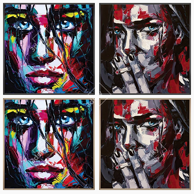Gallery Art Set with Frames 3D model image 2