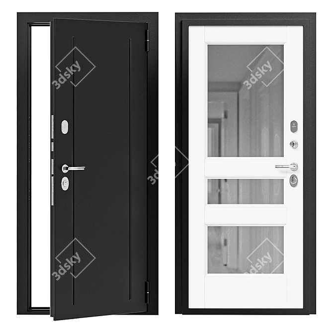 Bravo 8 Metal Entry Door 3D model image 1