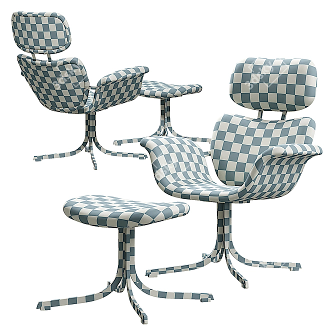 Vintage Mid-Century Tulip Chair 3D model image 5