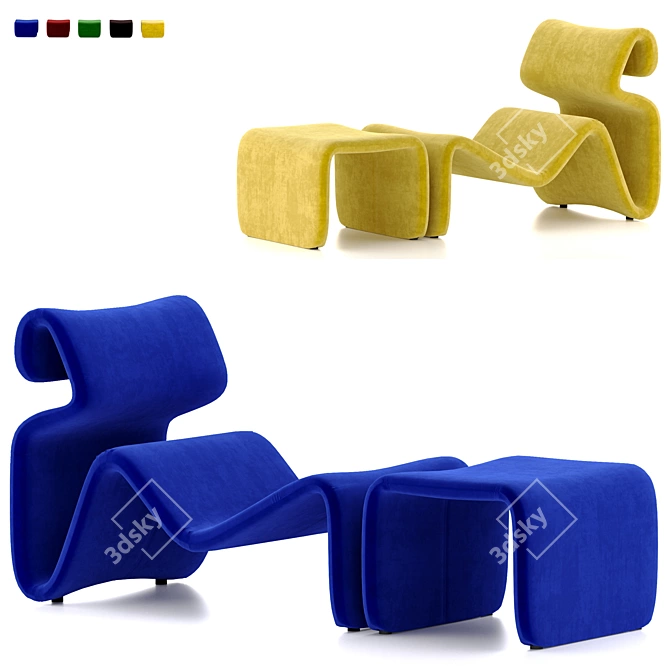 Etcetera Lounge Set with Footstool 3D model image 1