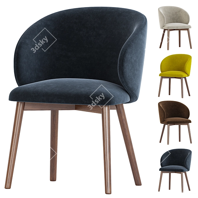 Connubia Tuka Upholstered Dining Chair 3D model image 3