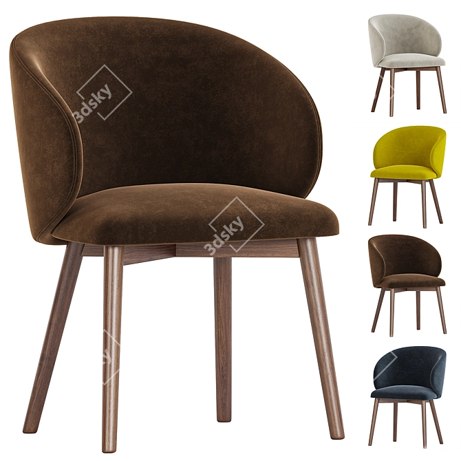 Connubia Tuka Upholstered Dining Chair 3D model image 4