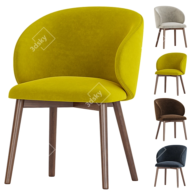 Connubia Tuka Upholstered Dining Chair 3D model image 5