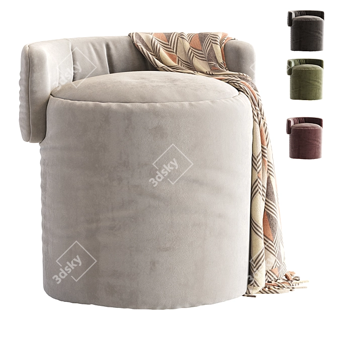 Modern Love Seat Pouf Rugiano 3D model image 1
