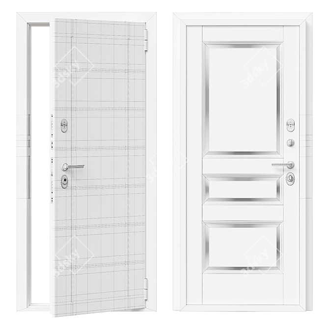Bravo 11 Metal Entry Door 3D model image 2
