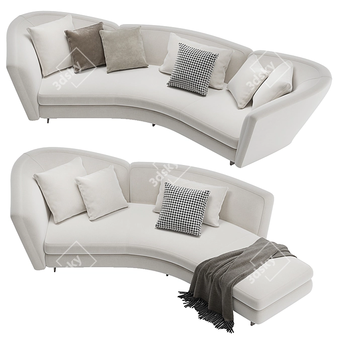 Stylish Minotti Seymour Curved Sofa 3D model image 1