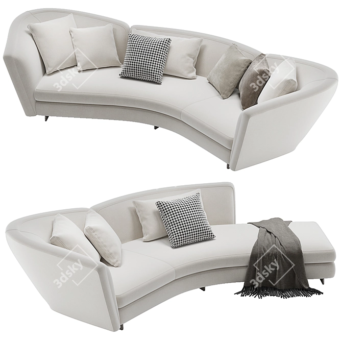 Stylish Minotti Seymour Curved Sofa 3D model image 2