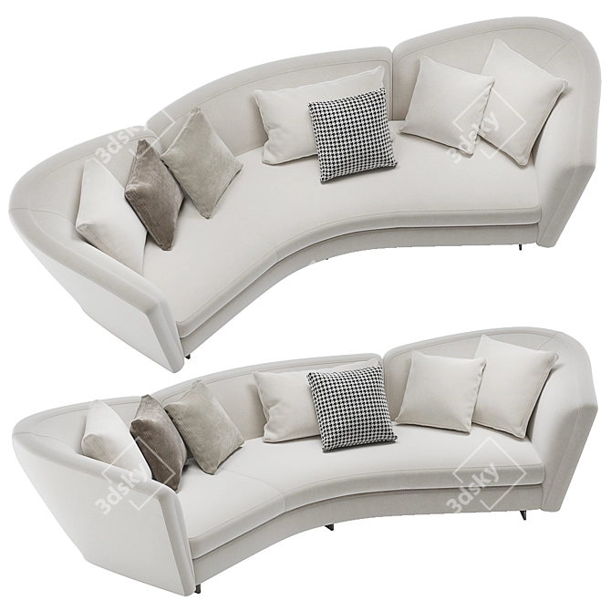 Stylish Minotti Seymour Curved Sofa 3D model image 3
