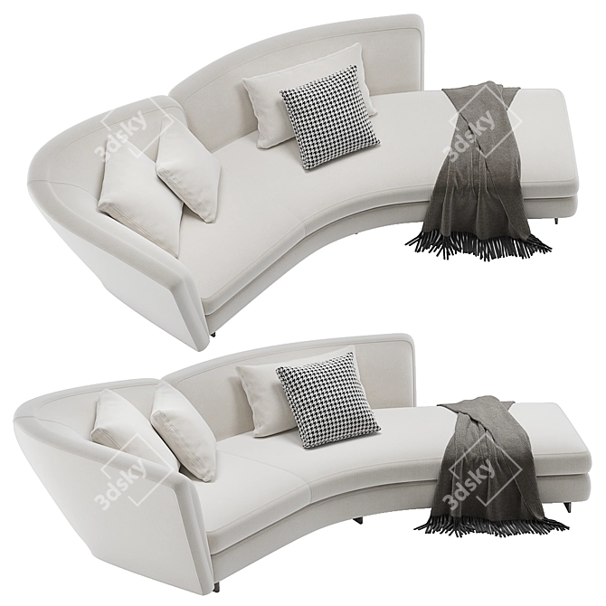 Stylish Minotti Seymour Curved Sofa 3D model image 4