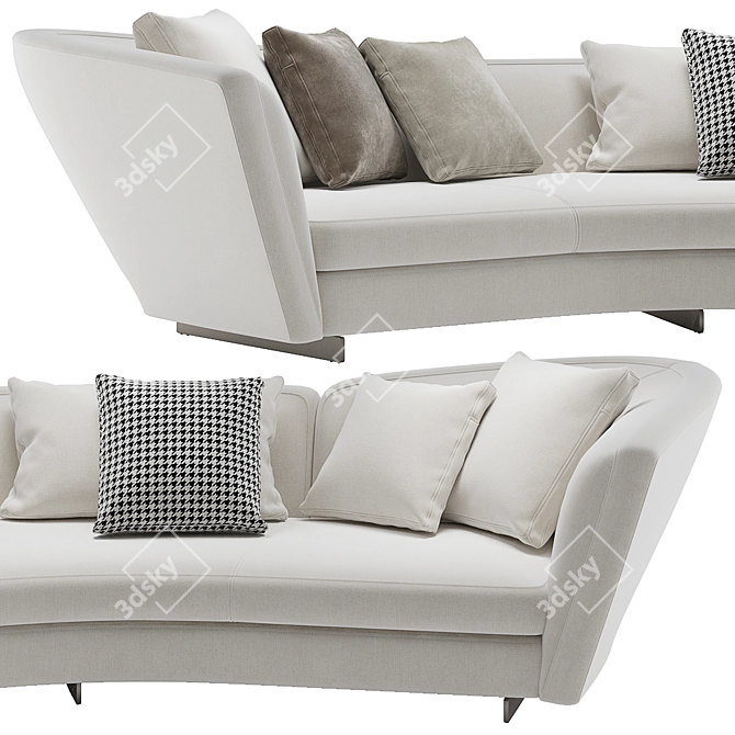 Stylish Minotti Seymour Curved Sofa 3D model image 5