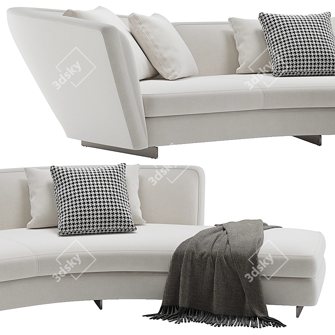 Stylish Minotti Seymour Curved Sofa 3D model image 6