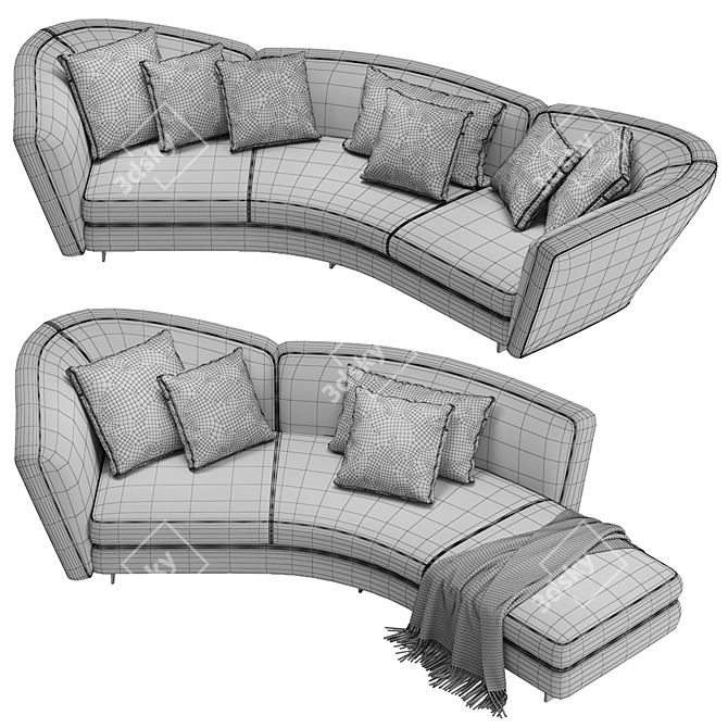 Stylish Minotti Seymour Curved Sofa 3D model image 7
