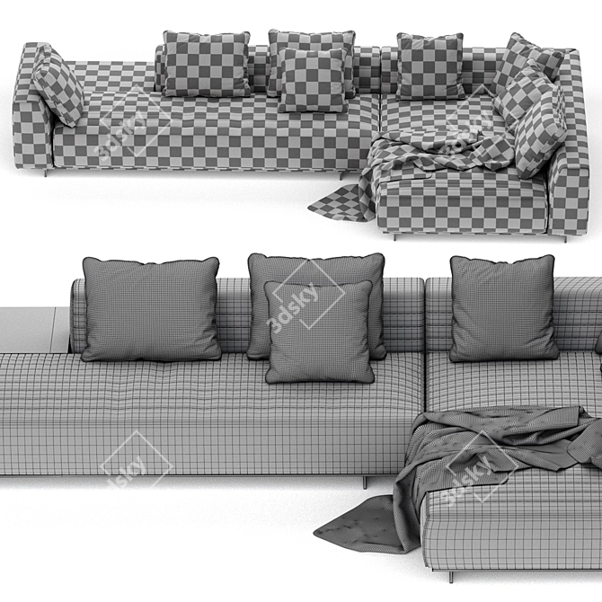 Contemporary Minotti Roger Sofa 12 3D model image 7