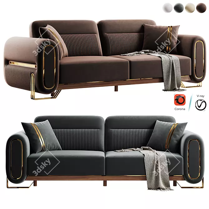 Luxury Rolex Sofa Set 3D 3D model image 3