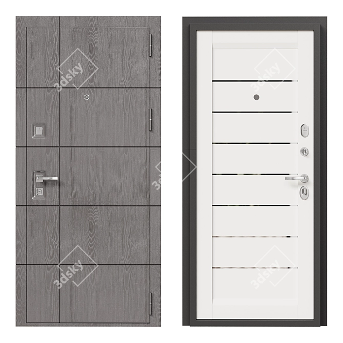 Bravo 14 Metal Door with Mirror Inserts 3D model image 1