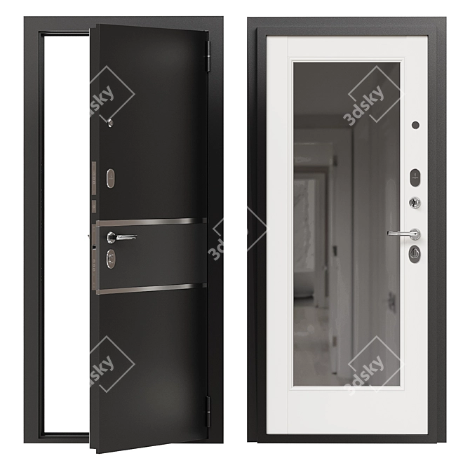 Bravo 15 Metal Entrance Door 3D model image 1