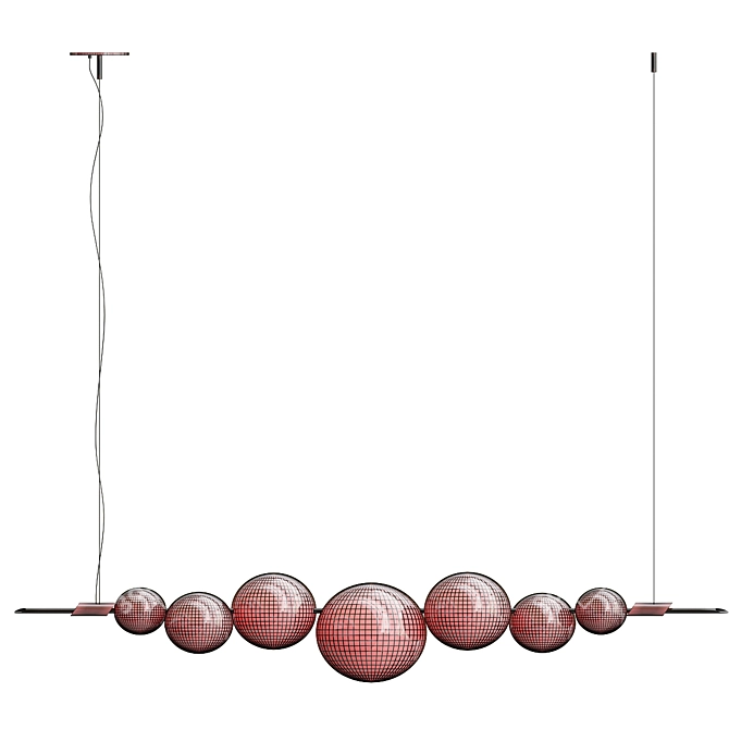 Brass Blown Glass Chandelier 3D model image 3