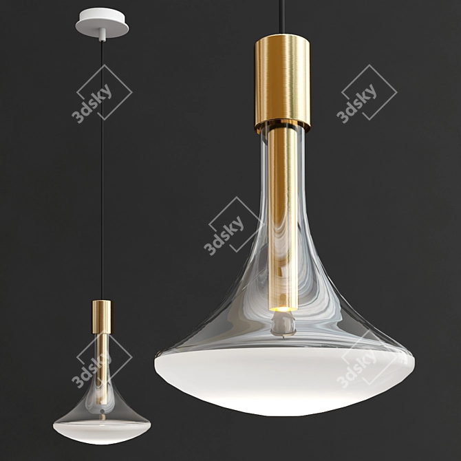 Stylish Glass Pendant Lamp Omar Carraglia 3D model image 2