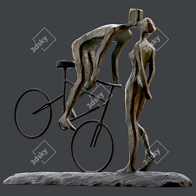 Romantic Cyclist Handmade Statue Art 3D model image 1