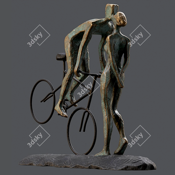 Romantic Cyclist Handmade Statue Art 3D model image 4