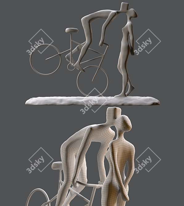 Romantic Cyclist Handmade Statue Art 3D model image 7