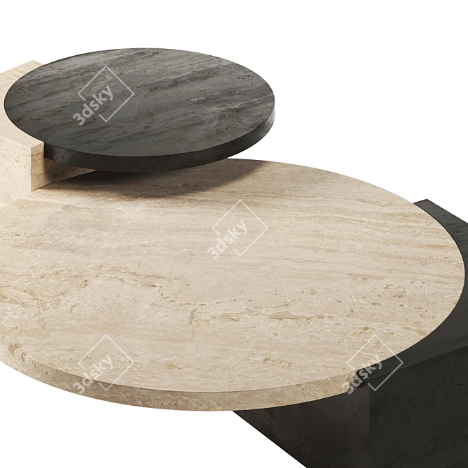 Elegant Stone Tribeca Table Set 3D model image 2