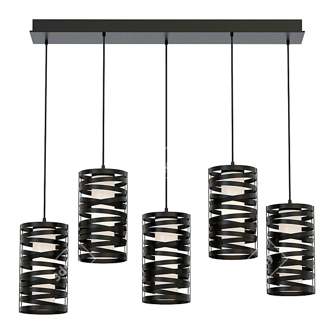 Luxury Linear Suspension Light Fixture 3D model image 1