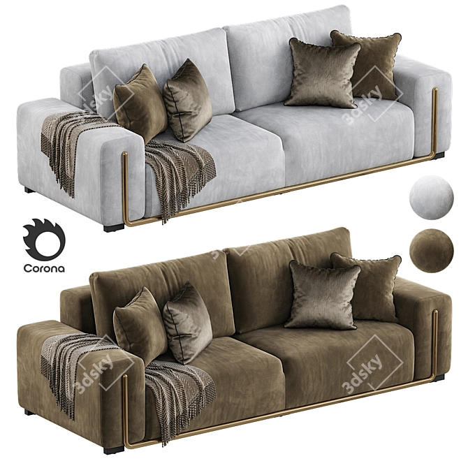 Stylish Gray Sofa Settee Solution 3D model image 1