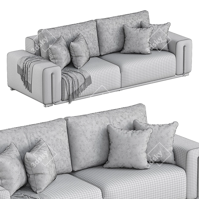 Stylish Gray Sofa Settee Solution 3D model image 3