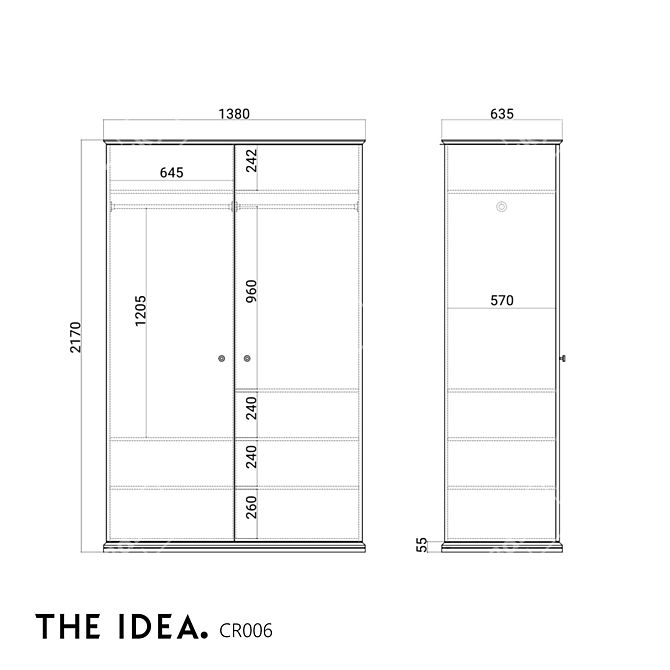 Crystal Wardrobe CR006 Engraved Design 3D model image 3