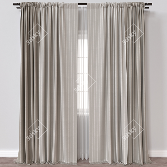 High-Quality 3D Curtain Model 3D model image 1