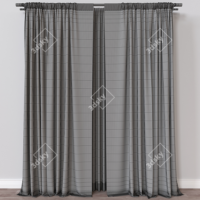 High-Quality 3D Curtain Model 3D model image 4