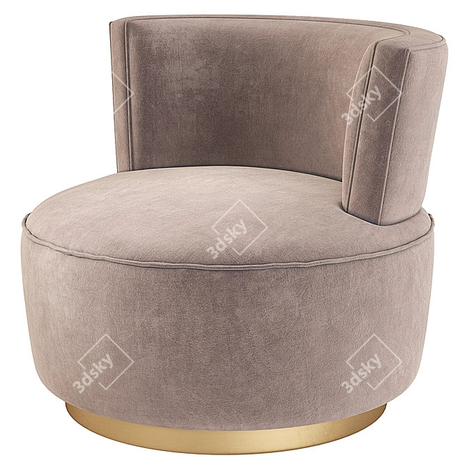 Luxury Velvet Swivel Armchair | 3 Colors 3D model image 1