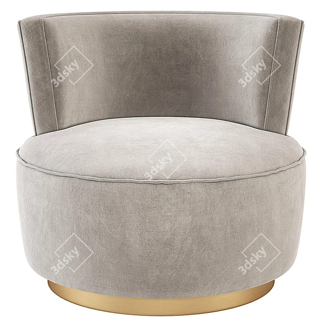 Luxury Velvet Swivel Armchair | 3 Colors 3D model image 2