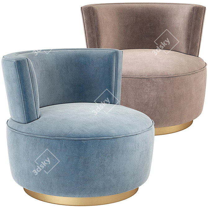 Luxury Velvet Swivel Armchair | 3 Colors 3D model image 3