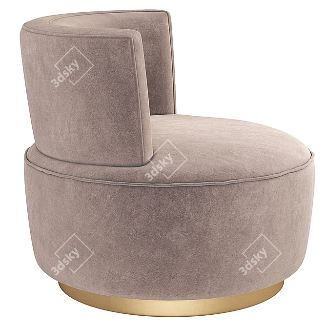 Luxury Velvet Swivel Armchair | 3 Colors 3D model image 4