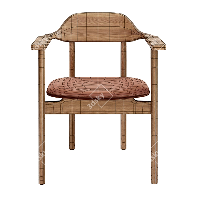 Aire Dining Chair Set, Leather & Wood 3D model image 5