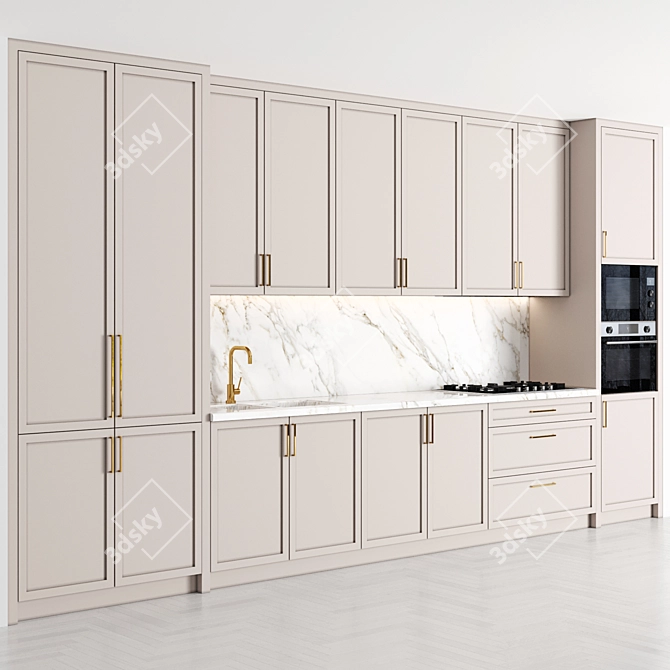 Modern Island Kitchen 3D Model 3D model image 3