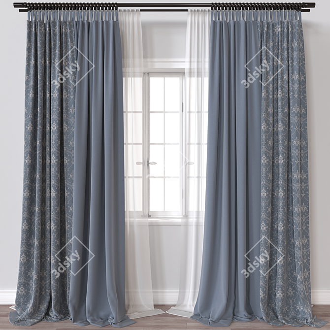 Elegant 3D Curtain Model 3D model image 1