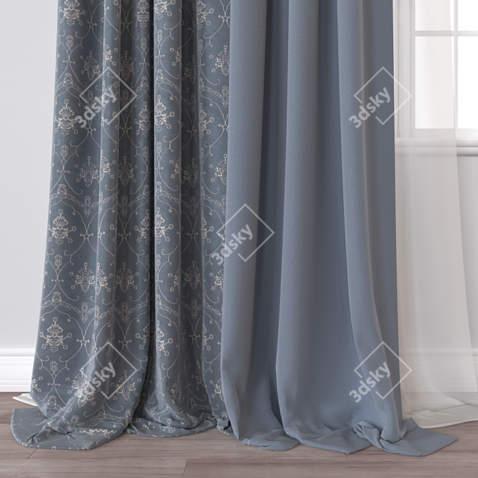 Elegant 3D Curtain Model 3D model image 2
