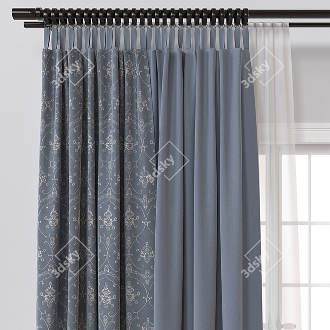 Elegant 3D Curtain Model 3D model image 3