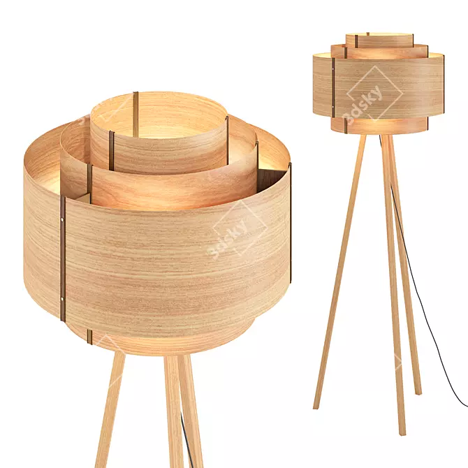 Sleek Drum Floor Lamp 3D model image 3