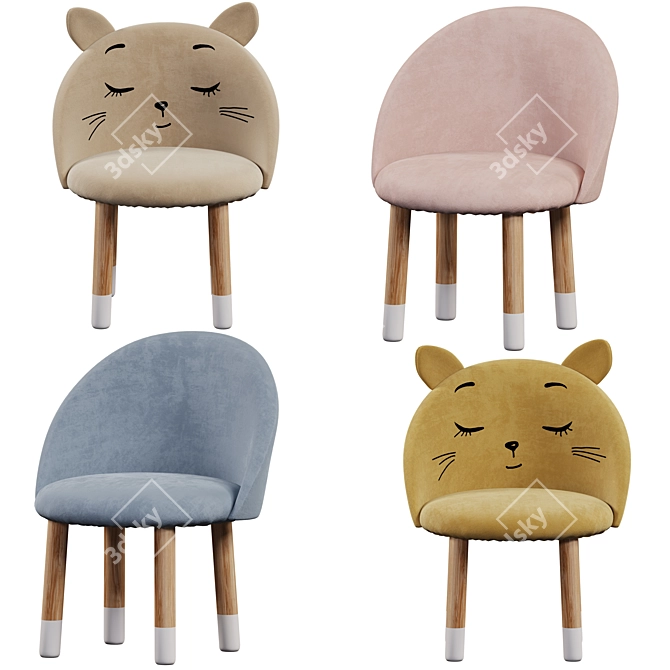 Kids Oval Table Chair Set 3D model image 3