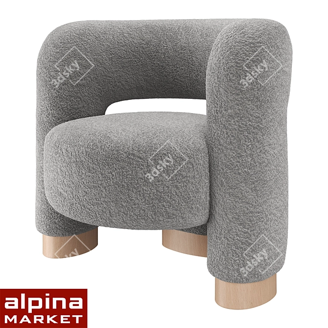 Soft Wool Chair Pecola 3D model image 1