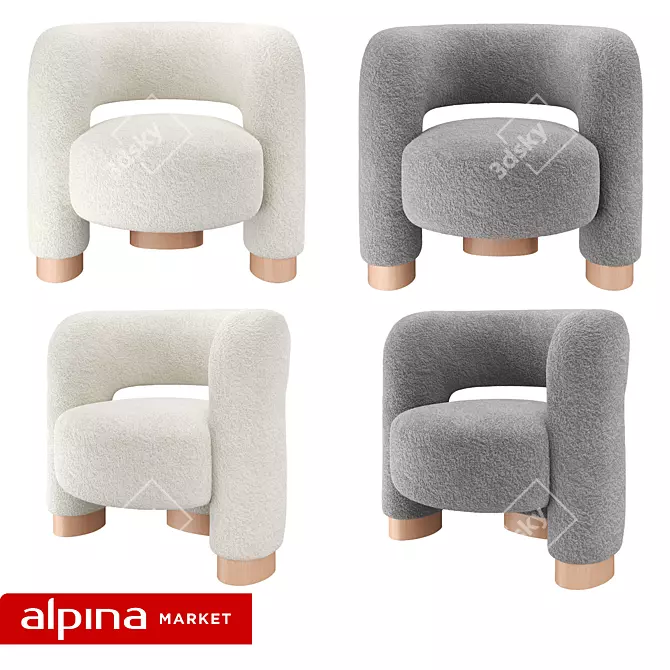 Soft Wool Chair Pecola 3D model image 10